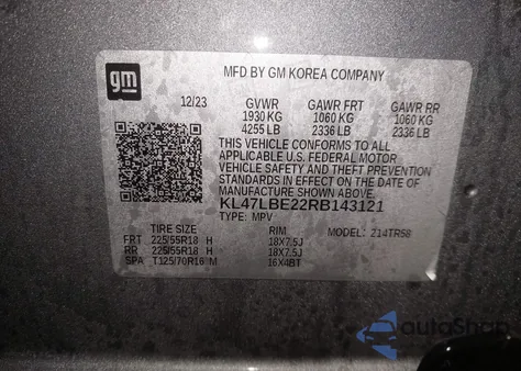 2024 Buick Envista Sport Touring Fwd from USA, damaged, VIN KL47LBE22RB143121